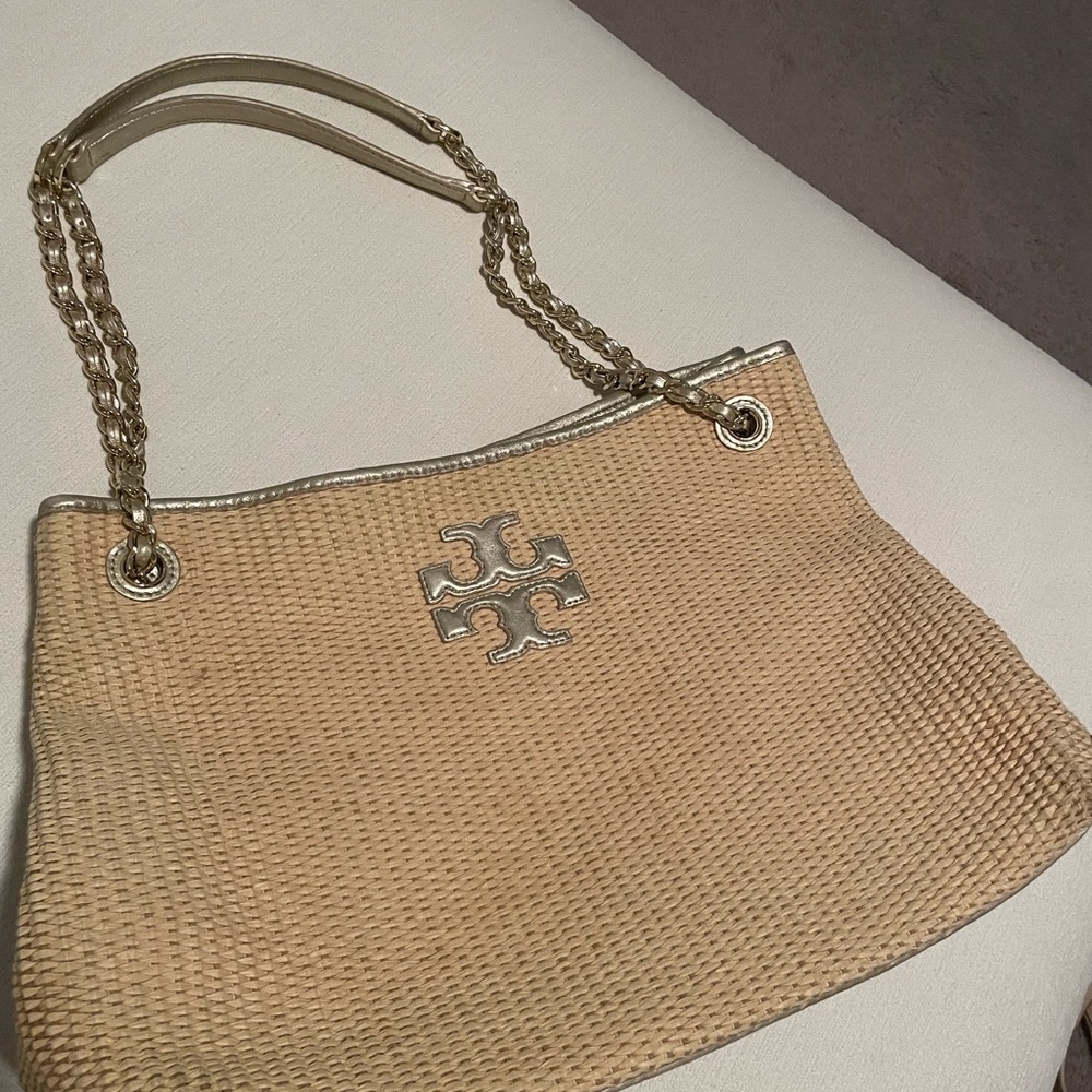 Tory Burch Beige Woven Shoulder Bag